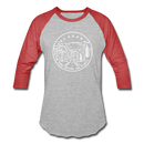 Alabama Baseball T-Shirt - Retro Mountain Unisex Alabama Raglan T Shirt - heather gray/red