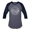 Alabama Baseball T-Shirt - Retro Mountain Unisex Alabama Raglan T Shirt - heather blue/navy