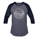 Alabama Baseball T-Shirt - Retro Mountain Unisex Alabama Raglan T Shirt - heather blue/navy