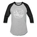 California Baseball T-Shirt - Retro Mountain Unisex California Raglan T Shirt - heather gray/black