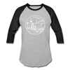 California Baseball T-Shirt - Retro Mountain Unisex California Raglan T Shirt - heather gray/black