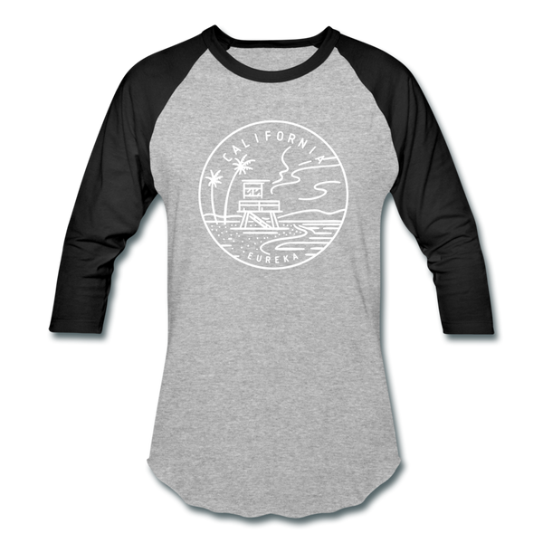 California Baseball T-Shirt - Retro Mountain Unisex California Raglan T Shirt - heather gray/black