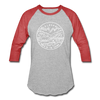 Alaska Baseball T-Shirt - Retro Mountain Unisex Alaska Raglan T Shirt - heather gray/red