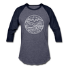 Alaska Baseball T-Shirt - Retro Mountain Unisex Alaska Raglan T Shirt - heather blue/navy