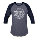 Arizona Baseball T-Shirt - Retro Mountain Unisex Arizona Raglan T Shirt - heather blue/navy