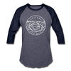 Arizona Baseball T-Shirt - Retro Mountain Unisex Arizona Raglan T Shirt - heather blue/navy