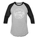 Colorado Baseball T-Shirt - Retro Mountain Unisex Colorado Raglan T Shirt - heather gray/black