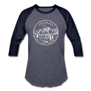Colorado Baseball T-Shirt - Retro Mountain Unisex Colorado Raglan T Shirt - heather blue/navy