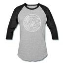 Arkansas Baseball T-Shirt - Retro Mountain Unisex Arkansas Raglan T Shirt - heather gray/black