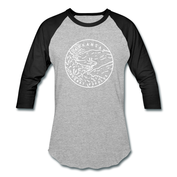 Arkansas Baseball T-Shirt - Retro Mountain Unisex Arkansas Raglan T Shirt - heather gray/black