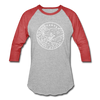 Arkansas Baseball T-Shirt - Retro Mountain Unisex Arkansas Raglan T Shirt - heather gray/red