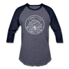 Connecticut Baseball T-Shirt - Retro Mountain Unisex Connecticut Raglan T Shirt - heather blue/navy
