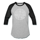 Delaware Baseball T-Shirt - Retro Mountain Unisex Delaware Raglan T Shirt - heather gray/black