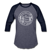Georgia Baseball T-Shirt - Retro Mountain Unisex Georgia Raglan T Shirt - heather blue/navy
