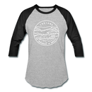 Indiana Baseball T-Shirt - Retro Mountain Unisex Indiana Raglan T Shirt - heather gray/black