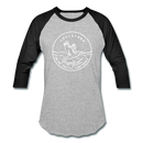 Louisiana Baseball T-Shirt - Retro Mountain Unisex Louisiana Raglan T Shirt - heather gray/black