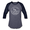 Louisiana Baseball T-Shirt - Retro Mountain Unisex Louisiana Raglan T Shirt - heather blue/navy