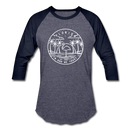 Florida Baseball T-Shirt - Retro Mountain Unisex Florida Raglan T Shirt - heather blue/navy
