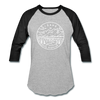 Idaho Baseball T-Shirt - Retro Mountain Unisex Idaho Raglan T Shirt - heather gray/black