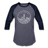 Illinois Baseball T-Shirt - Retro Mountain Unisex Illinois Raglan T Shirt - heather blue/navy