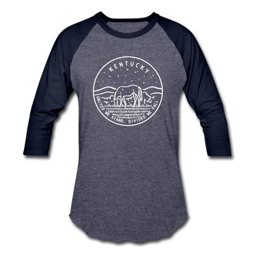 Kentucky Baseball T-Shirt - Retro Mountain Unisex Kentucky Raglan T Shirt - heather blue/navy