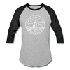 Massachusetts Baseball T-Shirt - Retro Mountain Unisex Massachusetts Raglan T Shirt - heather gray/black