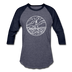 Maine Baseball T-Shirt - Retro Mountain Unisex Maine Raglan T Shirt - heather blue/navy