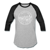 Maryland Baseball T-Shirt - Retro Mountain Unisex Maryland Raglan T Shirt - heather gray/black