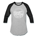 Mississippi Baseball T-Shirt - Retro Mountain Unisex Mississippi Raglan T Shirt - heather gray/black