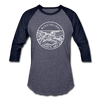 Mississippi Baseball T-Shirt - Retro Mountain Unisex Mississippi Raglan T Shirt - heather blue/navy