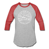 New Hampshire Baseball T-Shirt - Retro Mountain Unisex New Hampshire Raglan T Shirt - heather gray/red