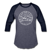 New Hampshire Baseball T-Shirt - Retro Mountain Unisex New Hampshire Raglan T Shirt - heather blue/navy