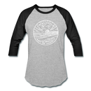 New Jersey Baseball T-Shirt - Retro Mountain Unisex New Jersey Raglan T Shirt - heather gray/black