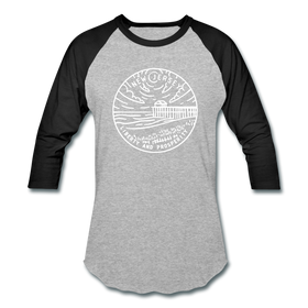 New Jersey Baseball T-Shirt - Retro Mountain Unisex New Jersey Raglan T Shirt - heather gray/black