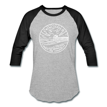New Jersey Baseball T-Shirt - Retro Mountain Unisex New Jersey Raglan T Shirt - heather gray/black