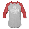 New Jersey Baseball T-Shirt - Retro Mountain Unisex New Jersey Raglan T Shirt - heather gray/red
