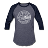New Jersey Baseball T-Shirt - Retro Mountain Unisex New Jersey Raglan T Shirt - heather blue/navy