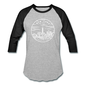 New York Baseball T-Shirt - Retro Mountain Unisex New York Raglan T Shirt - heather gray/black