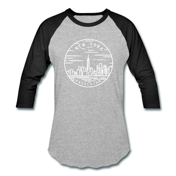 New York Baseball T-Shirt - Retro Mountain Unisex New York Raglan T Shirt - heather gray/black