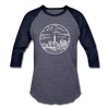 New York Baseball T-Shirt - Retro Mountain Unisex New York Raglan T Shirt - heather blue/navy