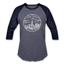 New York Baseball T-Shirt - Retro Mountain Unisex New York Raglan T Shirt - heather blue/navy