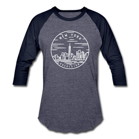New York Baseball T-Shirt - Retro Mountain Unisex New York Raglan T Shirt - heather blue/navy