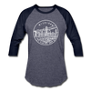Michigan Baseball T-Shirt - Retro Mountain Unisex Michigan Raglan T Shirt - heather blue/navy