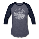 Michigan Baseball T-Shirt - Retro Mountain Unisex Michigan Raglan T Shirt - heather blue/navy