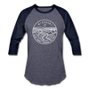 Missouri Baseball T-Shirt - Retro Mountain Unisex Missouri Raglan T Shirt - heather blue/navy