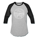 Nevada Baseball T-Shirt - Retro Mountain Unisex Nevada Raglan T Shirt - heather gray/black