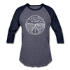 Nevada Baseball T-Shirt - Retro Mountain Unisex Nevada Raglan T Shirt - heather blue/navy
