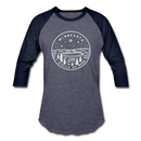 Minnesota Baseball T-Shirt - Retro Mountain Unisex Minnesota Raglan T Shirt - heather blue/navy