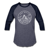 New Mexico Baseball T-Shirt - Retro Mountain Unisex New Mexico Raglan T Shirt - heather blue/navy