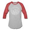 Oklahoma Baseball T-Shirt - Retro Mountain Unisex Oklahoma Raglan T Shirt - heather gray/red